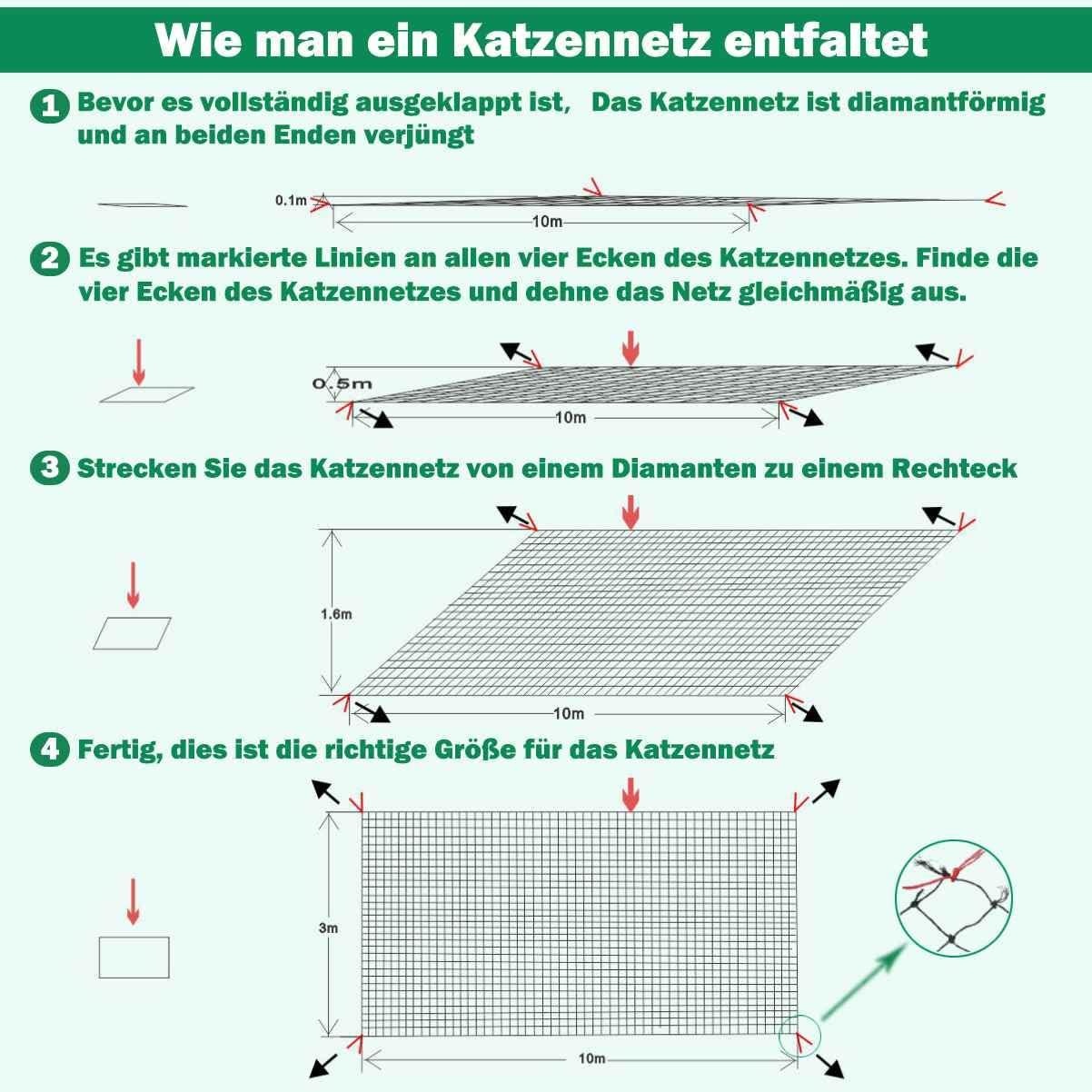 Versterkt Kattennet Balkon 10x3m - UV-bestendig & Weerbestendig