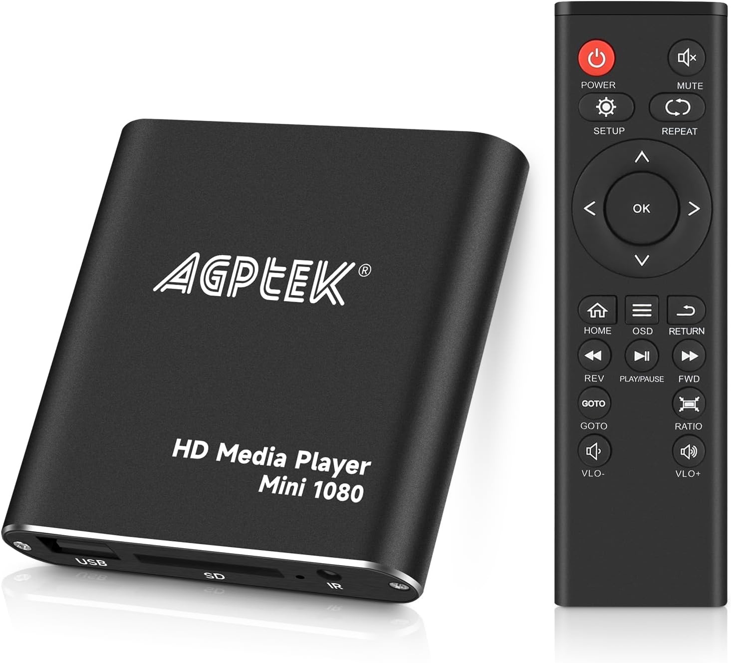 AGPTEK Mini Full-HD 1080p Mediaspeler - Zwart - 34% Korting