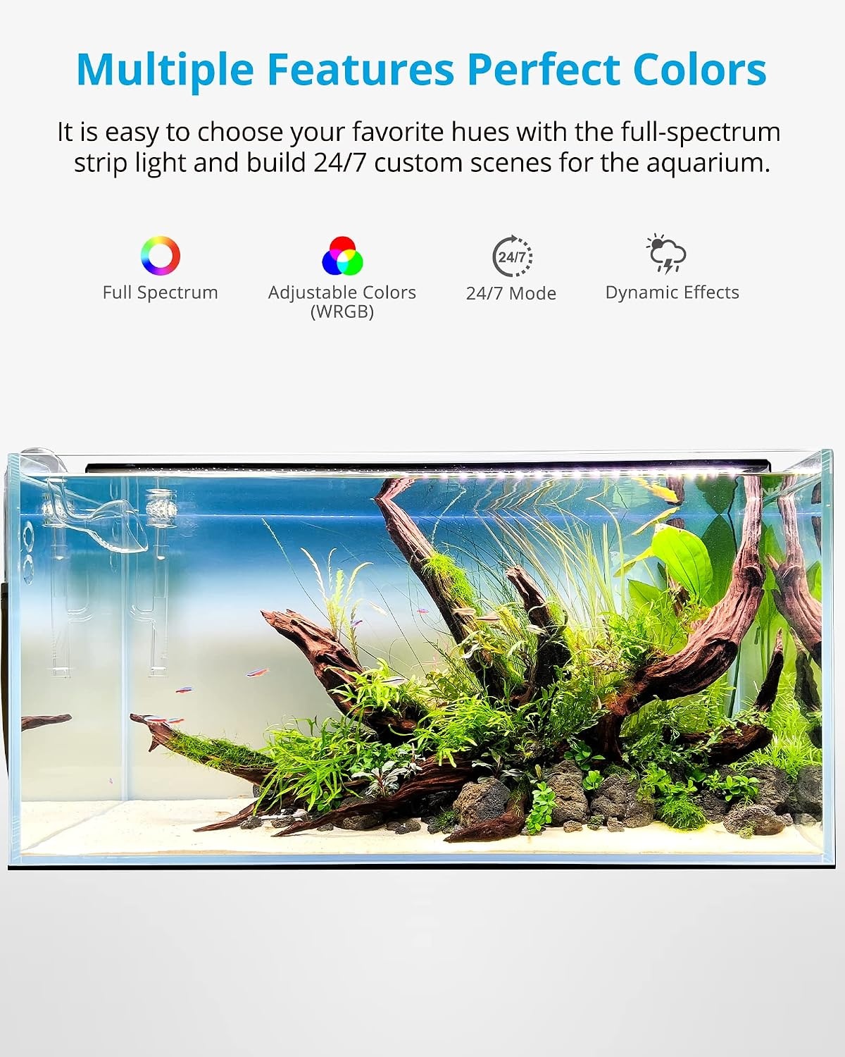 Aquariumlamp NICREW RGB+W (60-70cm) - 34% Korting