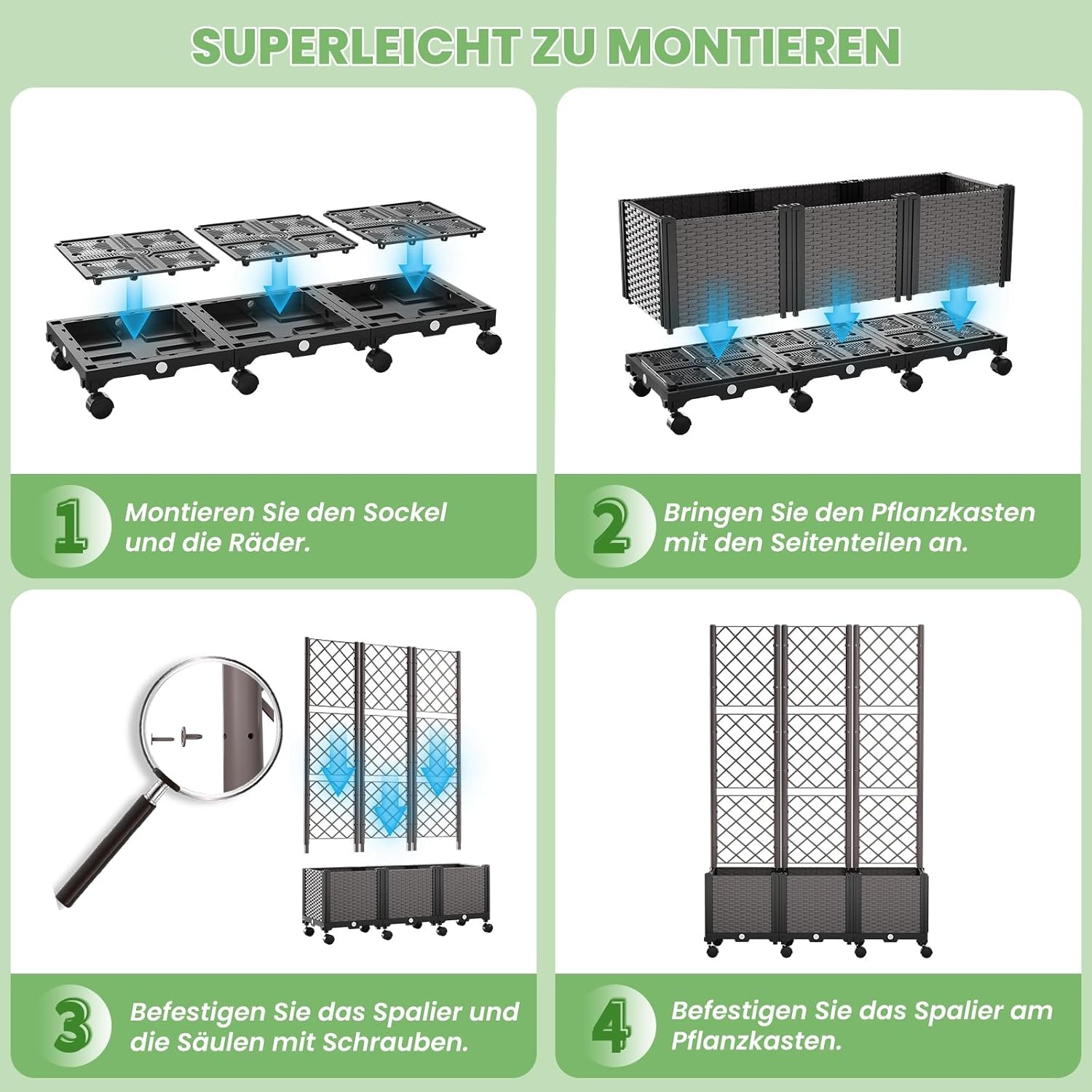 Verhoogd Bloembed met Spalier & Wielen - 54% Korting!