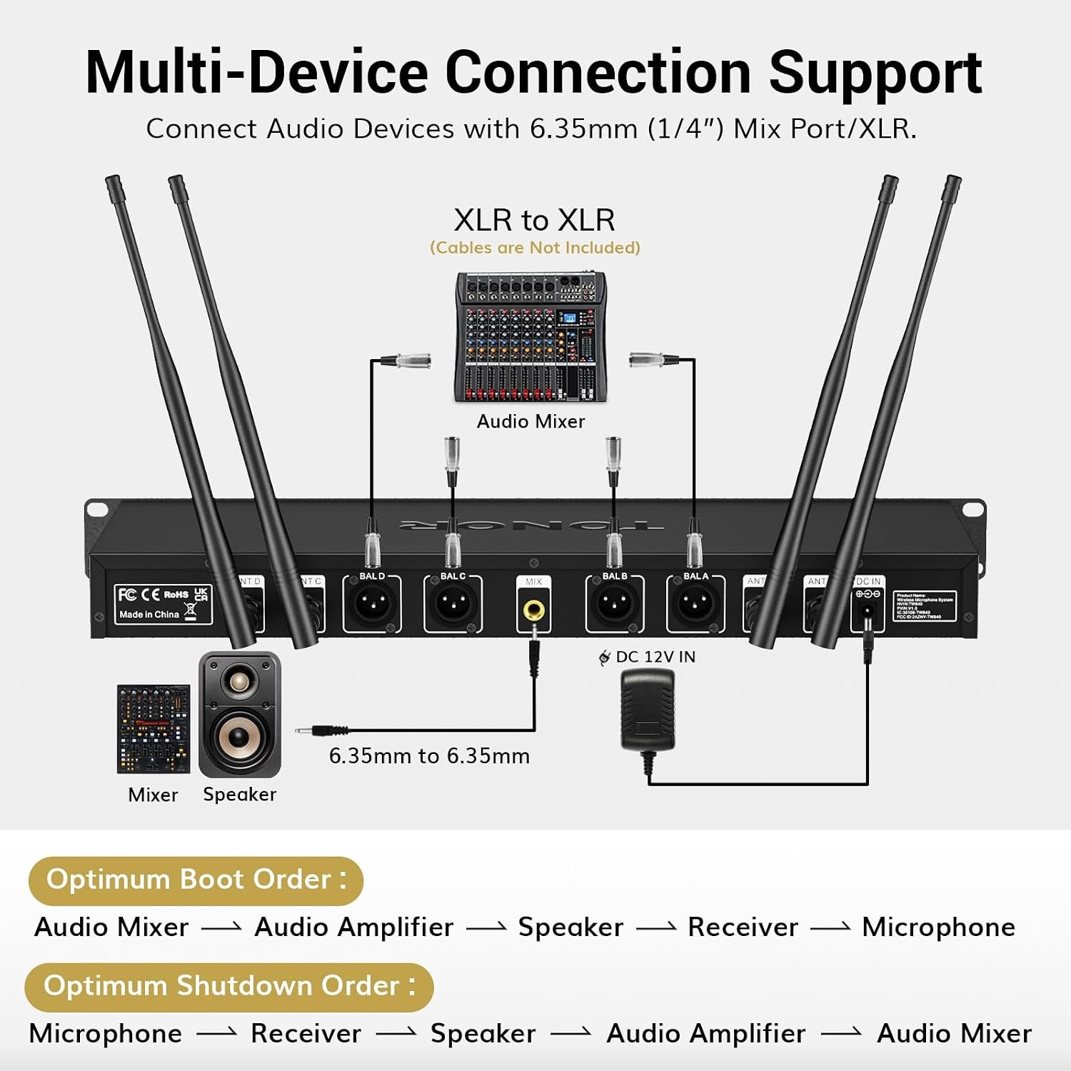 TONOR Draadloos Microfoonsysteem 4x Handheld Mics, 90m Bereik - 30% Korting