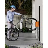 monTEK Automatic Bicycle Lift, Vertical Wall Mount for Heavy Bikes (up to 32kg), Space Saving Wall Bike Holder for Garage, Bicycle Suspension System for MTB, Road Bike E-Bikes, Orange