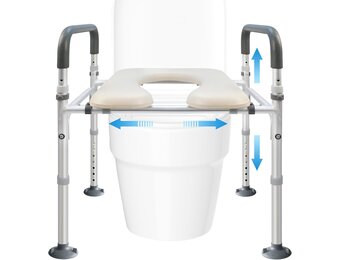 Toilet Frame for Disabled and Elderly, Safety Rails, Freestanding, Toilet Support Frame for Disabled Persons, Height and Width Adjustable Toilet Rails, Toilet Border, Safety Frame, 180 kg