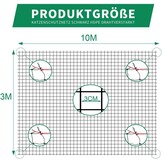 Kattennet voor balkon, 10x3m met draad versterkt kattennet is robuust UV-bestendig & weerbestendig, beschermend kattennet voor balkons en ramen (zwart)