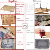 Hap Tim Wicker Picknickmand – dubbele picknicktafel met mini-picknicktafel – opvouwbare wijnnis en grote geïsoleerde koeltas, dubbel servies, cadeau voor koppels (y2307-2 - cm)