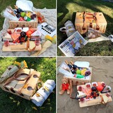 Hap Tim Wicker Picknickmand – dubbele picknicktafel met mini-picknicktafel – opvouwbare wijnnis en grote geïsoleerde koeltas, dubbel servies, cadeau voor koppels (y2307-2 - cm)