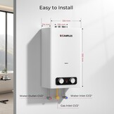 CAMPLUX BY264 10 Liter Gas Boiler Indoor, Butaan (28-30 mbar)/ Propaan (37 mbar), 20kW, voor Keuken-/balkonmontage
