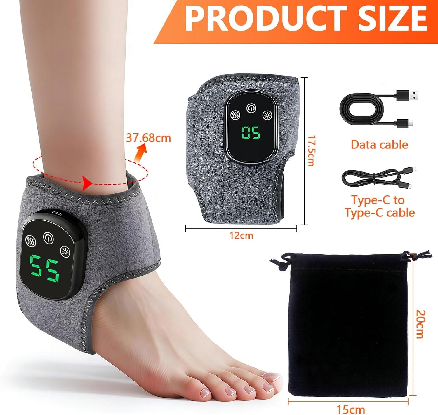3-in-1 voetmassage, 1 stuk voetmassageapparaat, draadloos voetmassageapparaat, 3 vibratiemodi en 5 warmtestanden