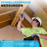 Vochtmeter, DURFICST vochtmeter met kleur-LCD en akoestische alarm, Geschikt voor alle bouwmaterialen, hout, wanden, pleisterwerk, metselwerk, 20-40 mm analysediepte - Maat WM700B