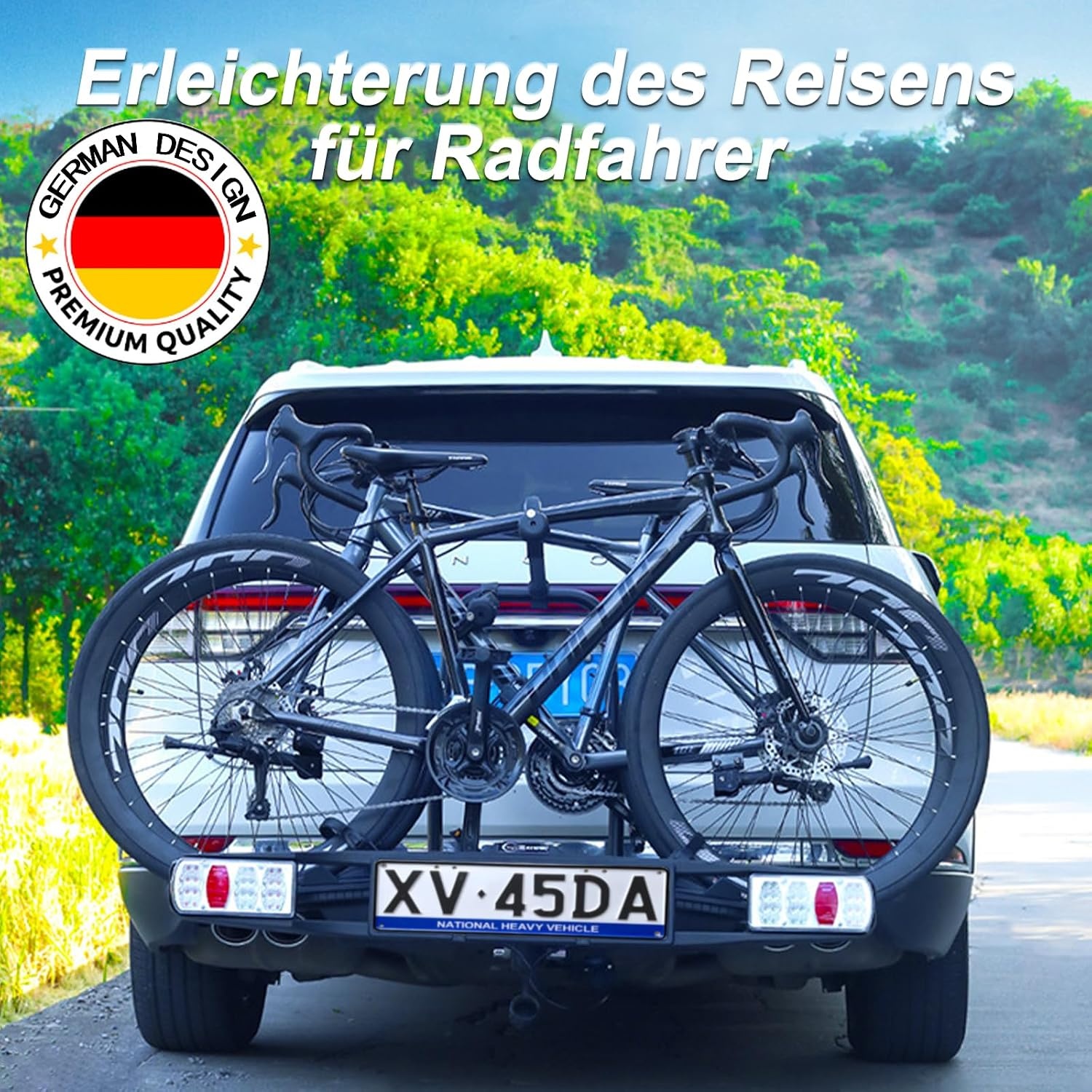 FINEW 3 stuks framehouders voor fietsendrager, trekhaak, 45 cm + 32 cm + 25 cm, universele fietsframehouder afsluitbaar, framehouder voor U-beugelbuis: Ø 2,5-3 cm, krachtige fixatie (patent)