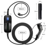Morec Typ1 draagbare EV-oplaadkabel schakelbare oplaaddoos 10 / 16A-oplader met scherm Schuko 2-pins EV-laadstation SAE J1772 elektrische auto EVSE (eurostekker) 6m