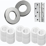 60 stuks sluitringen, hoge kwaliteit 304 roestvrij staal, voor kamerdeuren, Ø 10 mm x 16 mm deursluitringen, duurzame afstandsring voor deurscharnieren, vermindert slijtage en geluiden (zilver)