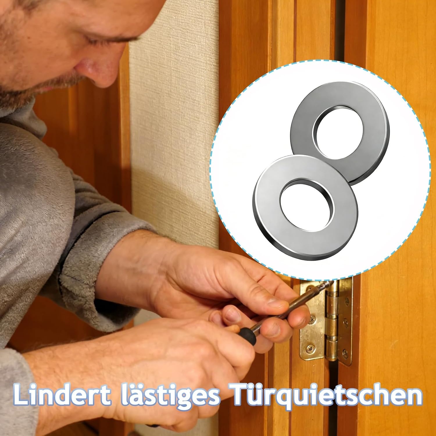 60 stuks sluitringen, hoge kwaliteit 304 roestvrij staal, voor kamerdeuren, Ø 10 mm x 16 mm deursluitringen, duurzame afstandsring voor deurscharnieren, vermindert slijtage en geluiden (zilver)