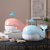 HAUCOZE Walvis Snoeppot en Decoratiebeeldje - 23 cm - Blauw
