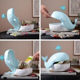 HAUCOZE Walvis Snoeppot en Decoratiebeeldje - 23 cm - Blauw