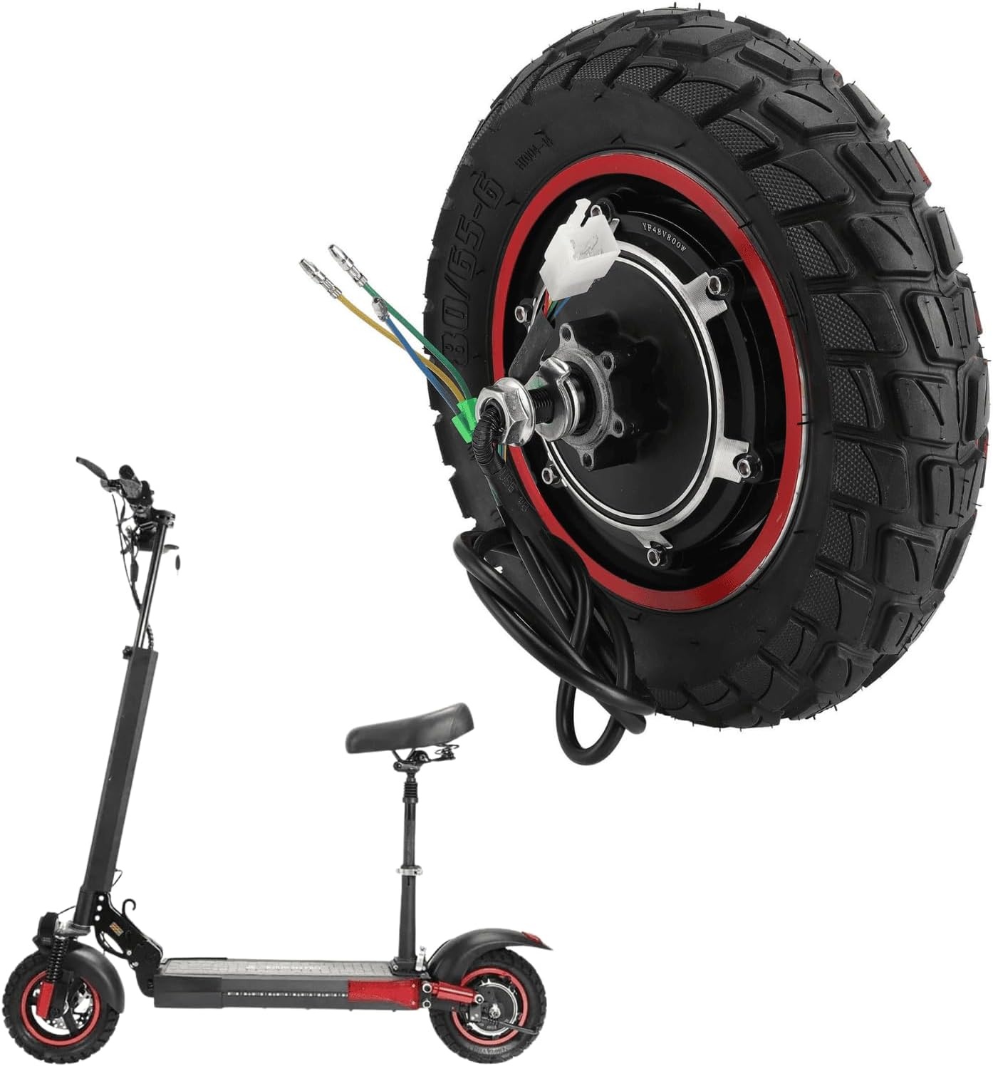 electric scooter hub motor rear wheel for KUGOO M4 M4pro, 48V 800W 10 inch E-Scooter Rear Wheel Drive Motor with Tire, Replacement Electric Scooter Wheel Hub Motor