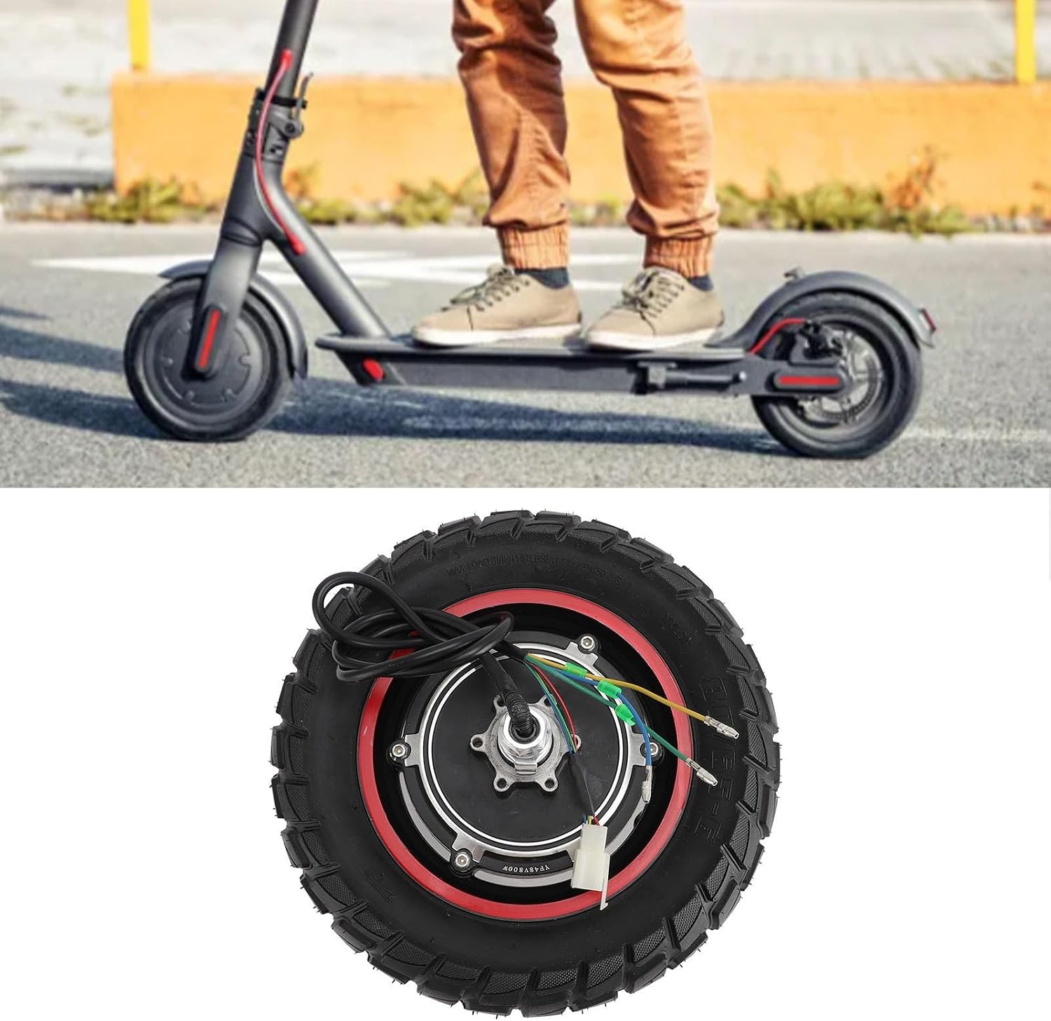 electric scooter hub motor rear wheel for KUGOO M4 M4pro, 48V 800W 10 inch E-Scooter Rear Wheel Drive Motor with Tire, Replacement Electric Scooter Wheel Hub Motor