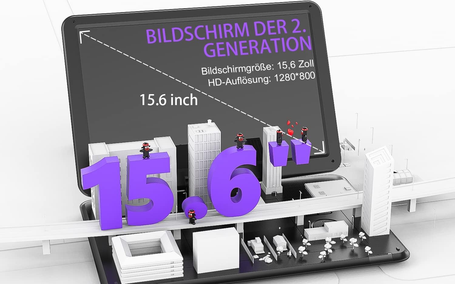 BOIFUN Draagbare DVD-speler 15,6 inch HD-scherm 17,5 inch - Zwart