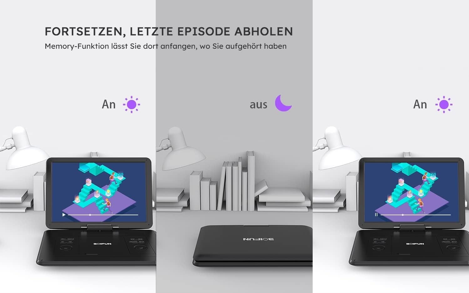 BOIFUN Draagbare DVD-speler 15,6 inch HD-scherm 17,5 inch - Zwart