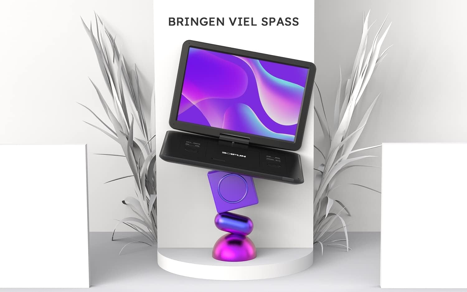 BOIFUN Draagbare DVD-speler 15,6 inch HD-scherm 17,5 inch - Zwart