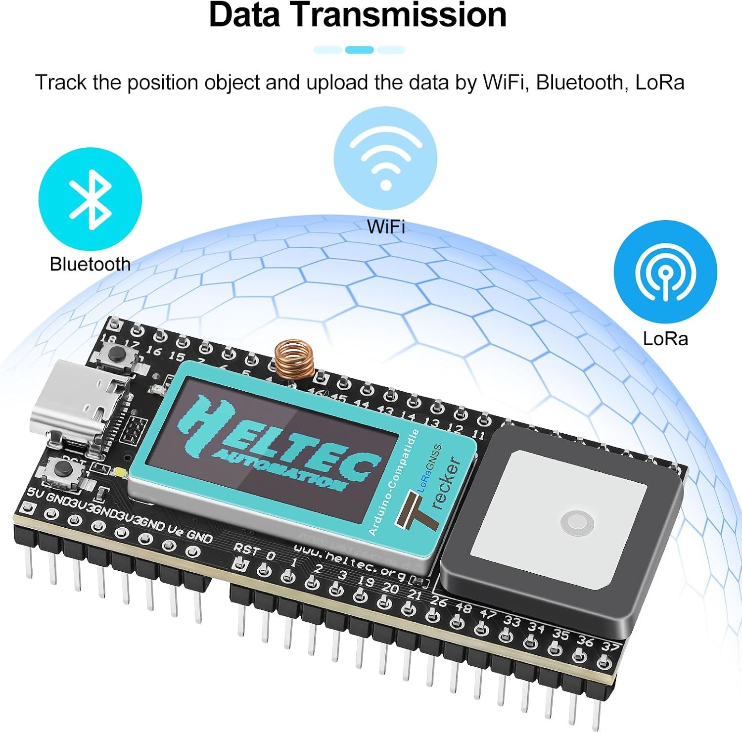 YELUFT Wireless Tracker ESP32 LoRa GPS Module met 3000mAh Accu en LCD-Display