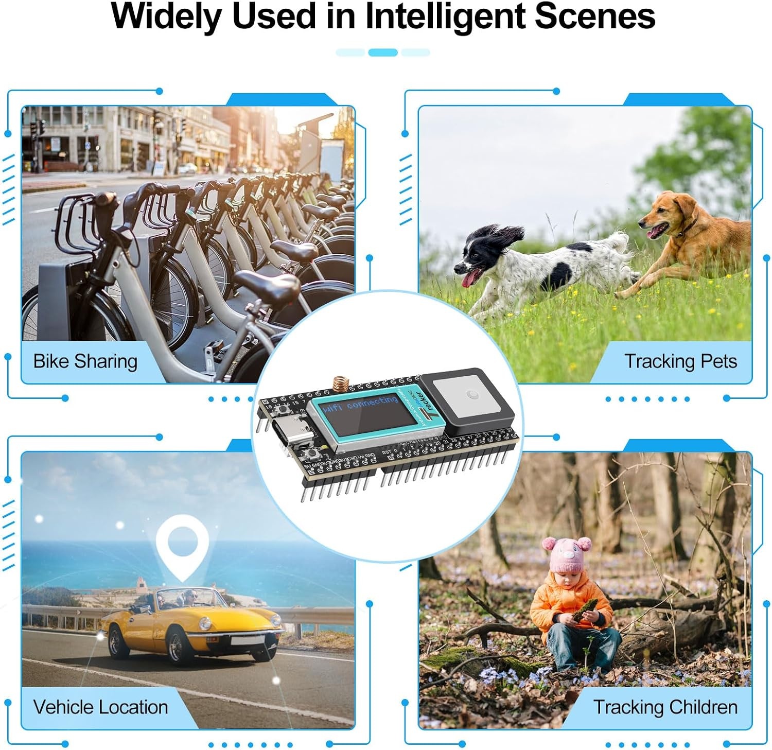 YELUFT Wireless Tracker ESP32 LoRa GPS Module met 3000mAh Accu en LCD-Display