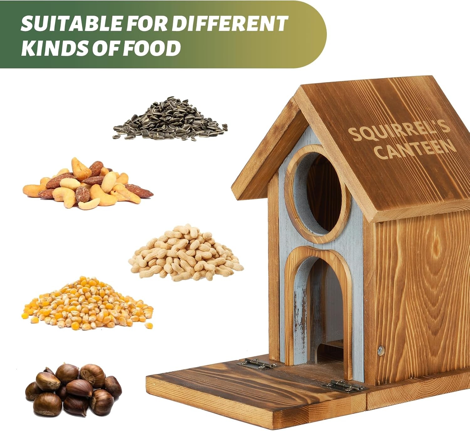 MIXXIDEA Stabiel voederhuis voor eekhoorntjes, dik hout, bruin, 1 stuk
