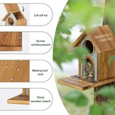 MIXXIDEA Stabiel voederhuis voor eekhoorntjes, dik hout, bruin, 1 stuk
