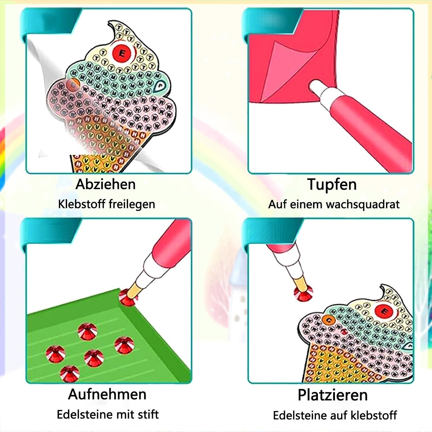 5D Diamantschilderset Kinderen (12 Stickers) - DIY PVC Knutselset