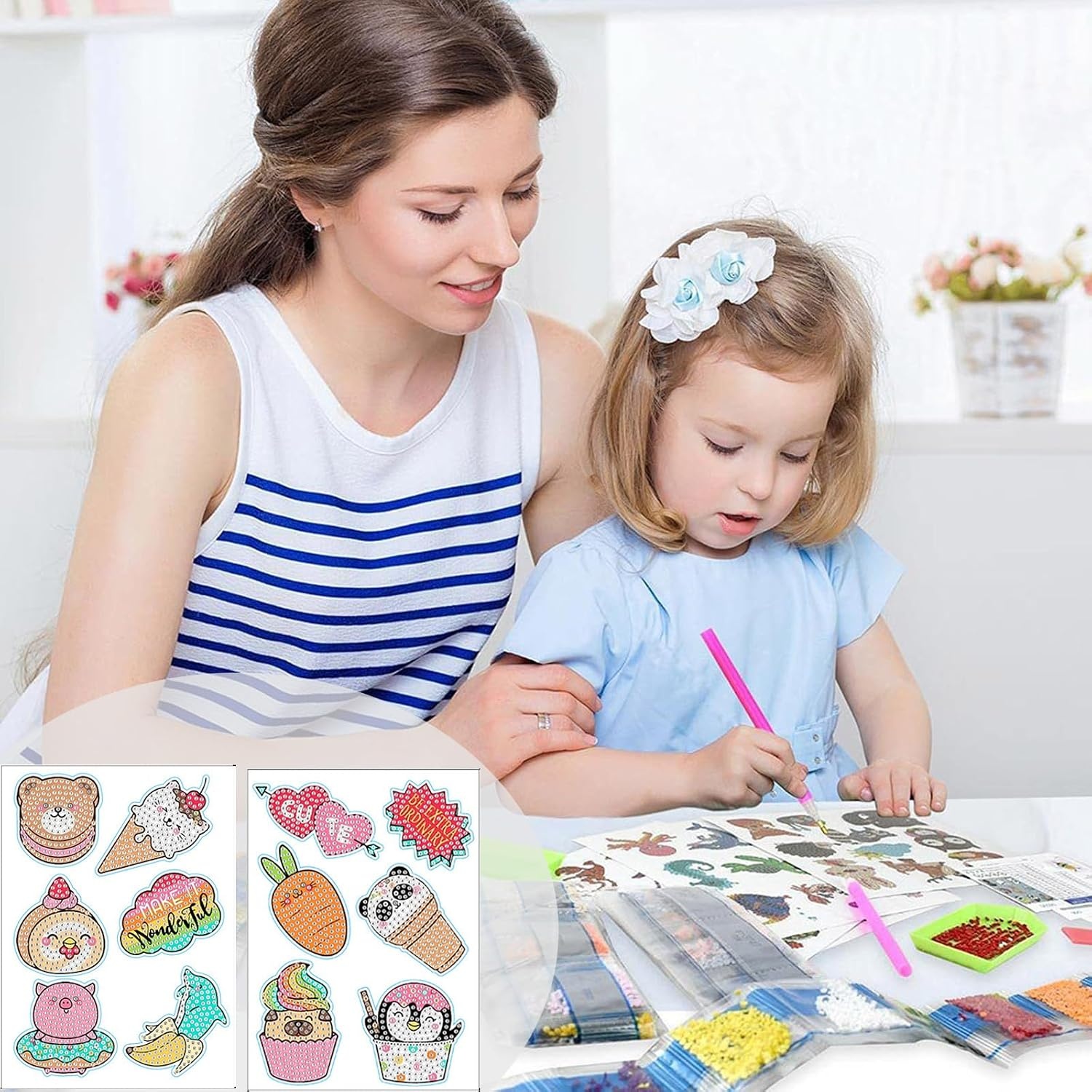 5D Diamantschilderset Kinderen (12 Stickers) - DIY PVC Knutselset