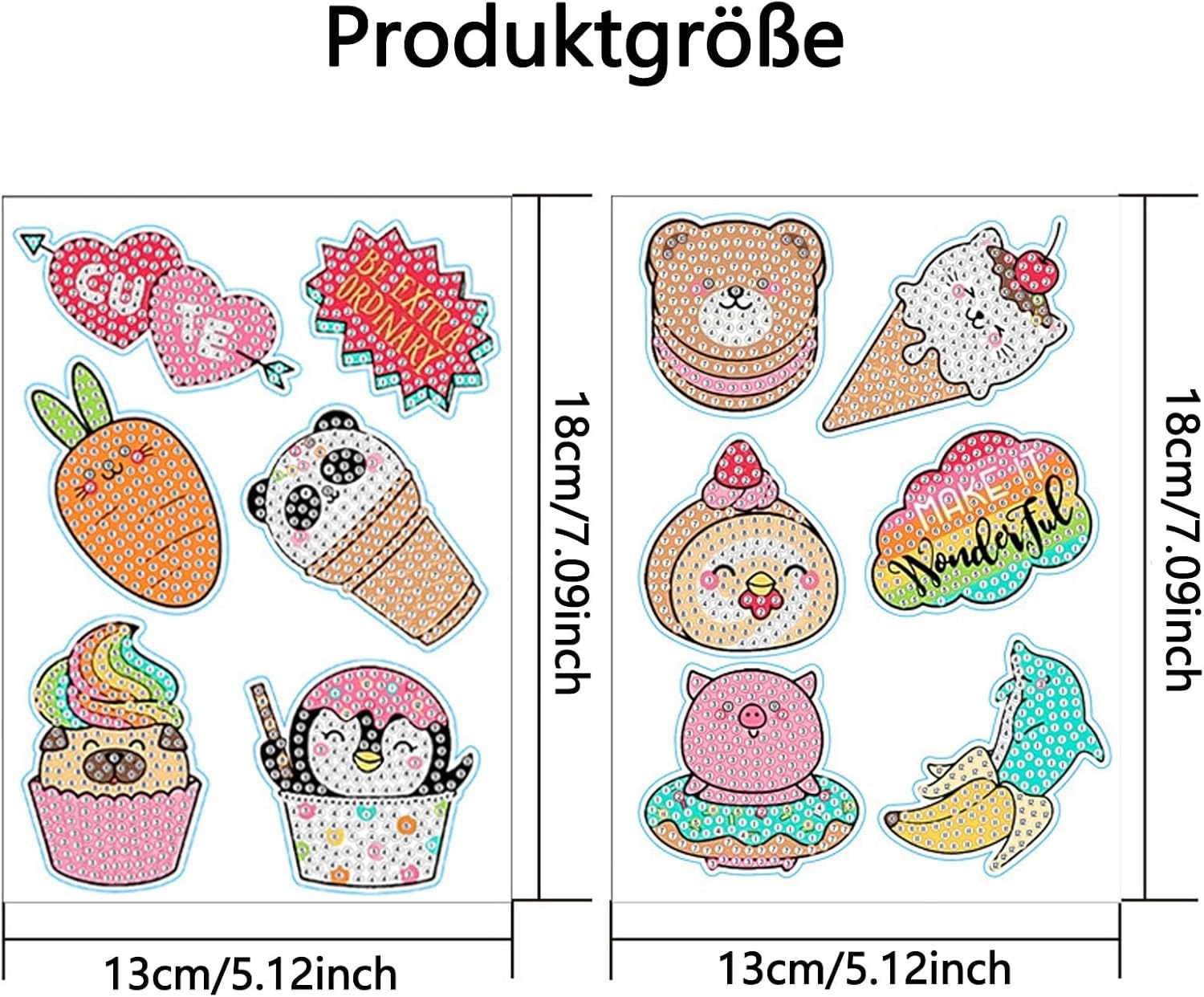 5D Diamantschilderset Kinderen (12 Stickers) - DIY PVC Knutselset