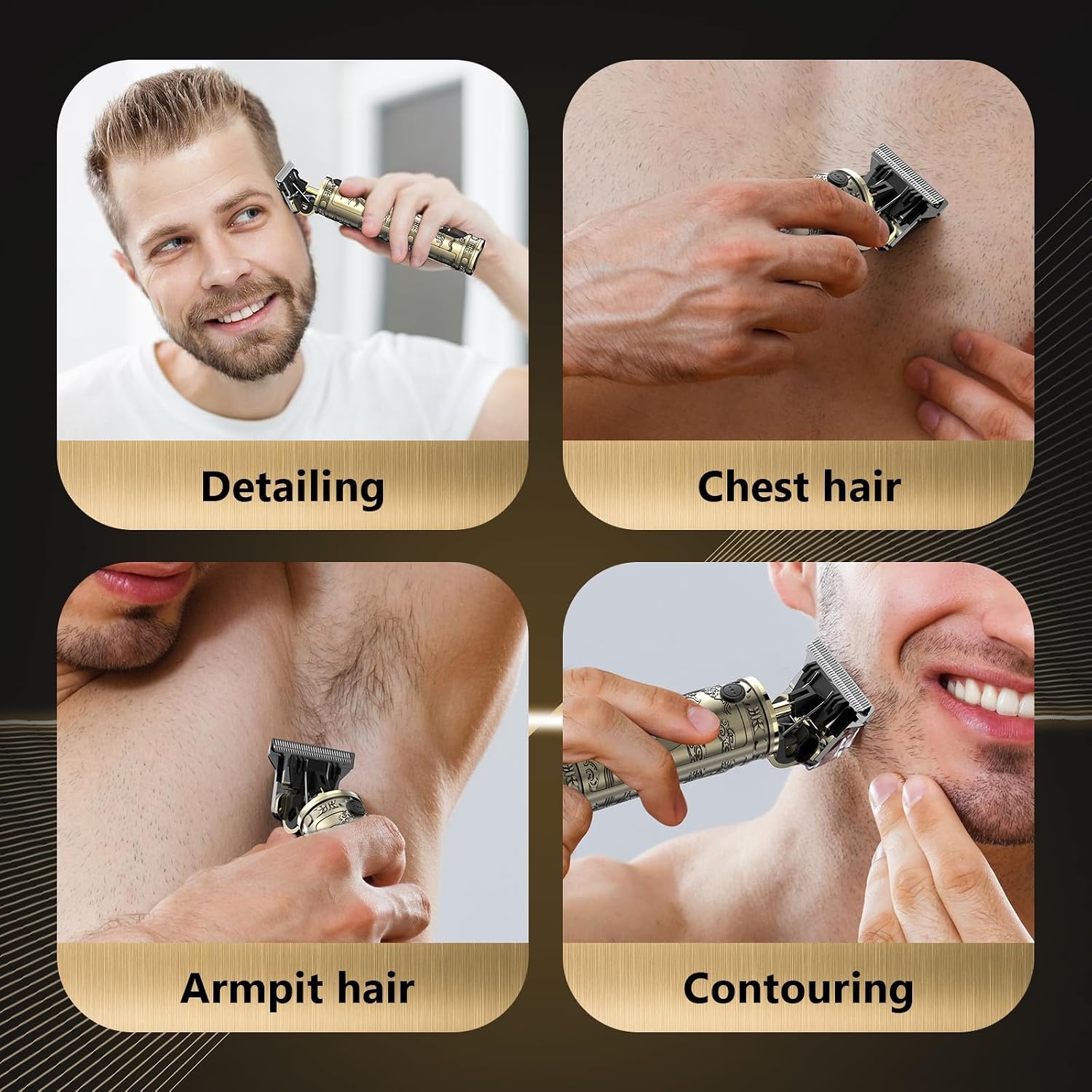 Tondeuse Mannen, Professionele Draadloze Trimmer en Baardtrimmer met LED Scherm, 4 Kammen Geluidsarm Barbier Kapper Scheerapparaat Elektrische Haarverzorging Geschikt voor Thuisgebruik, Kapperssalons