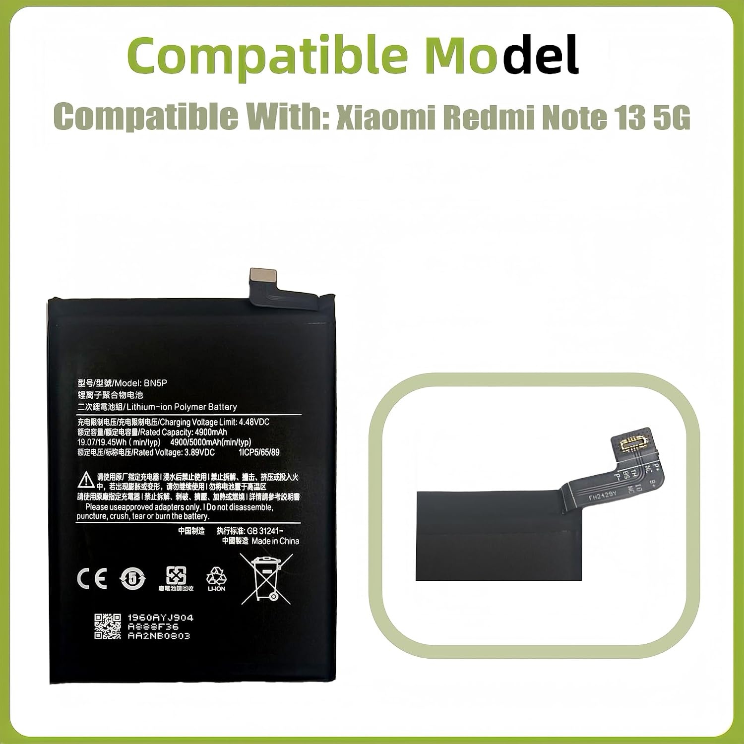 Vervangende Batterij voor Xiaomi Redmi Note 13 5G - 5000mAh + Gereedschap (53% Korting)