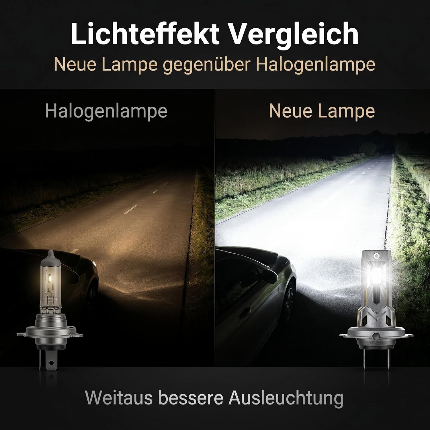 XRC H7 car lamp, 80 W, 16000 lm, H7 halogen lamp, 6000 K, low beam (2 pieces)