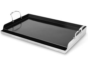GFTIME Universele grillplaten 63,4 x 40,8 cm voor de meeste gasbarbecues en houtskoolbarbecues, elektrische grill, universele BBQ-Plancha platte bovenplaat, antiaanbaklaag, grote rechthoekige