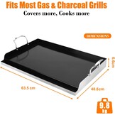 GFTIME Universele grillplaten 63,4 x 40,8 cm voor de meeste gasbarbecues en houtskoolbarbecues, elektrische grill, universele BBQ-Plancha platte bovenplaat, antiaanbaklaag, grote rechthoekige