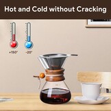 Tissting Pour Over koffiezetapparaat, 400 ml, met karaf en roestvrijstalen handfilter, permanent filter van glas voor 1-2 kopjes