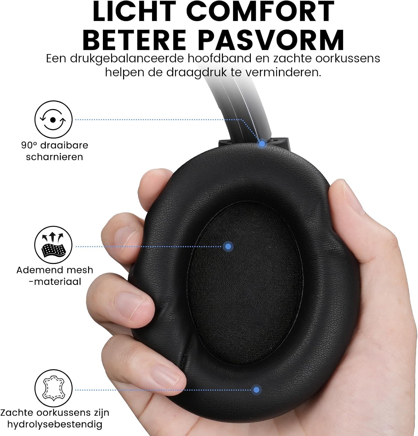 Over-ear Koptelefoon Zwart - 100u Speeltijd - 46% Korting