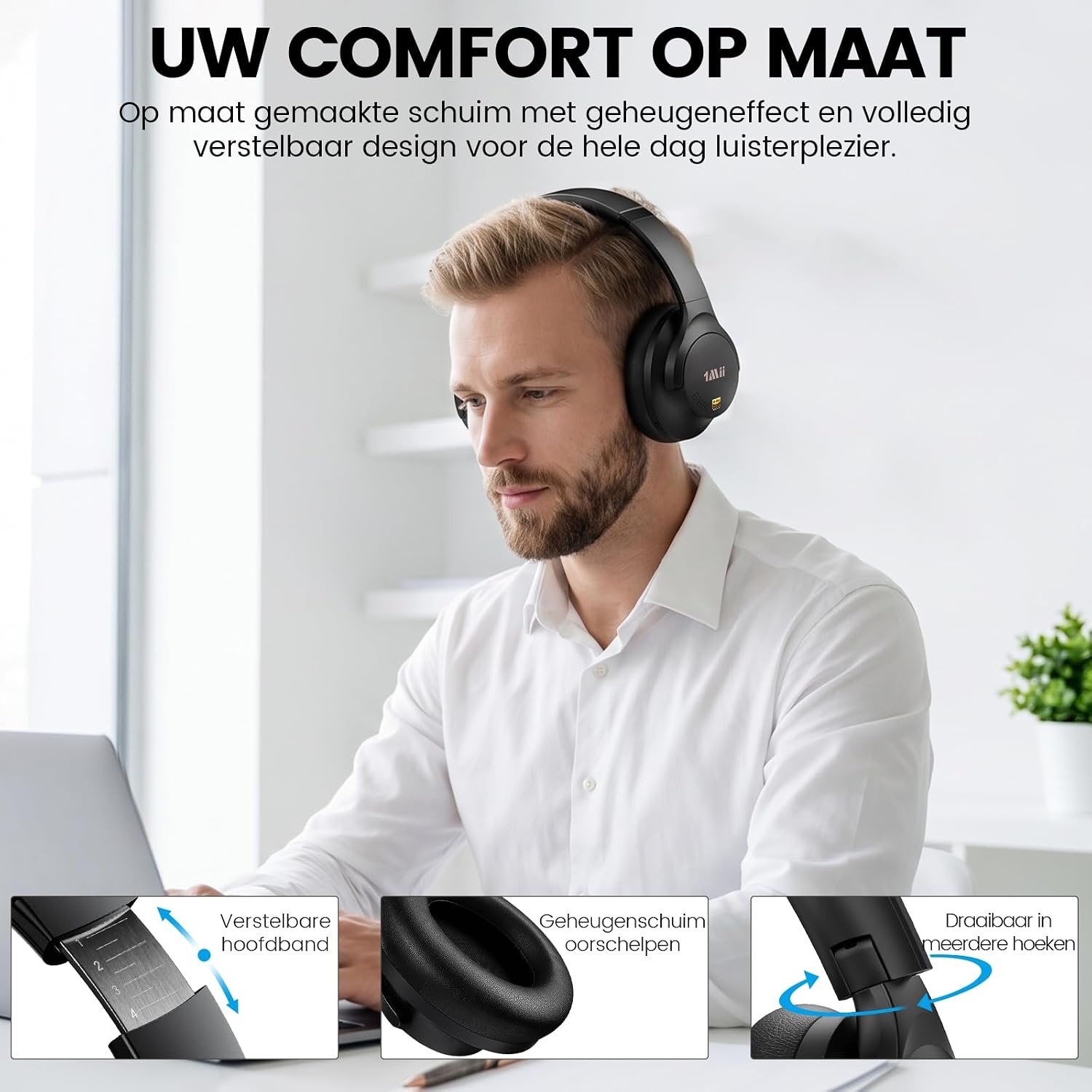 Over-ear Koptelefoon Zwart - 100u Speeltijd - 46% Korting