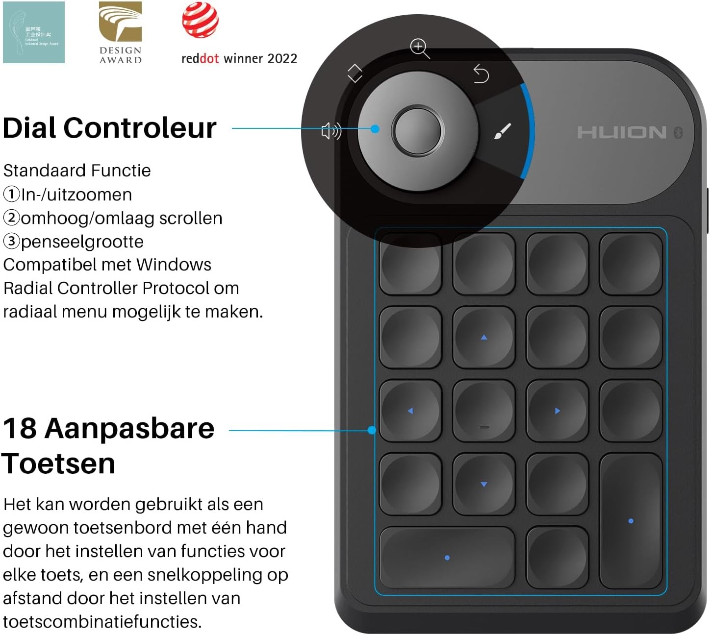 HUION K20 Draadloos Numeriek Toetsenbord - 60% Korting