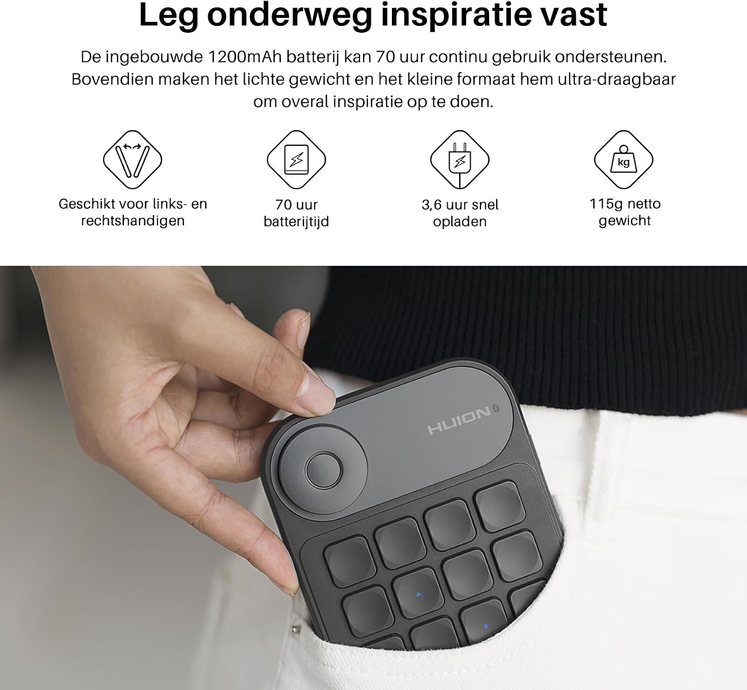 HUION K20 Draadloos Numeriek Toetsenbord - 60% Korting