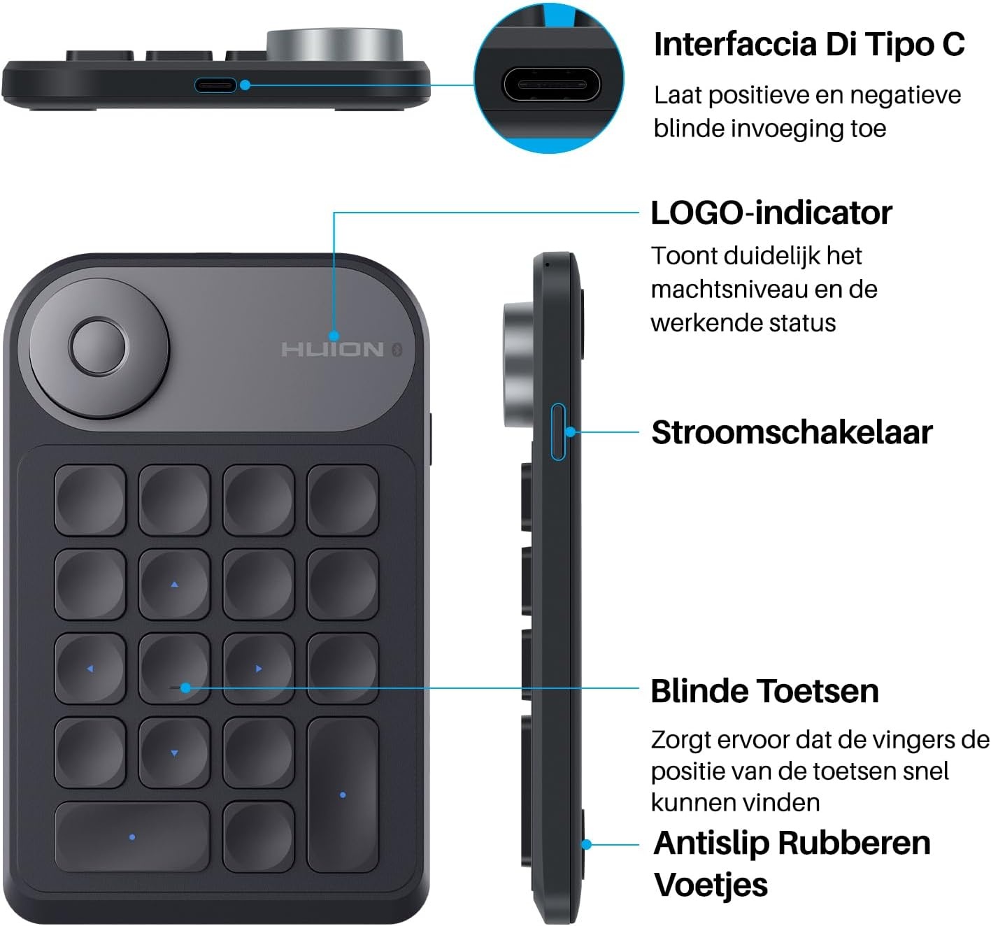 HUION K20 Draadloos Numeriek Toetsenbord - 60% Korting