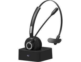 Office Bluetooth Headset with Mic,Wireless Bluetooth Headphone,Noise Cancelling Trucker Bluetooth Headsets,Handsfree Headset with Charging Dock for Call Center,Home,Smartphones,PC
