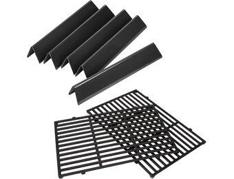GFTIME 38,9 cm Flavorizer Bar & 44,5x30 cm gietijzeren grillroosters voor Weber Spirit E-310/320/330, Spirit II E-310 S-310, RÖSLE VIDERO G3 gasgrill – Vervanging voor porseleinemaille hitteschild en