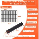 GFTIME 38,9 cm Flavorizer Bar & 44,5x30 cm gietijzeren grillroosters voor Weber Spirit E-310/320/330, Spirit II E-310 S-310, RÖSLE VIDERO G3 gasgrill – Vervanging voor porseleinemaille hitteschild en