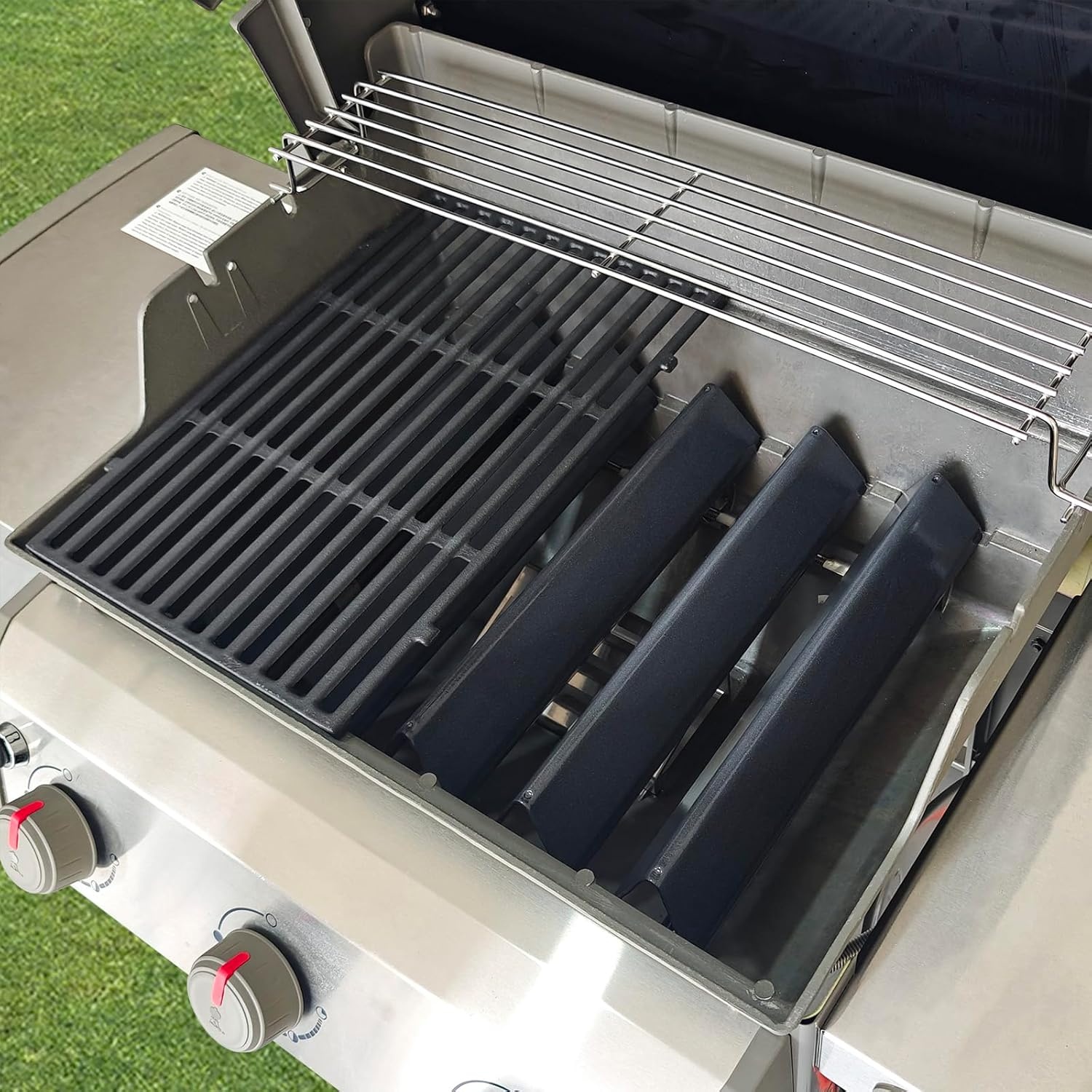 GFTIME 38,9 cm Flavorizer Bar & 44,5x30 cm gietijzeren grillroosters voor Weber Spirit E-310/320/330, Spirit II E-310 S-310, RÖSLE VIDERO G3 gasgrill – Vervanging voor porseleinemaille hitteschild en