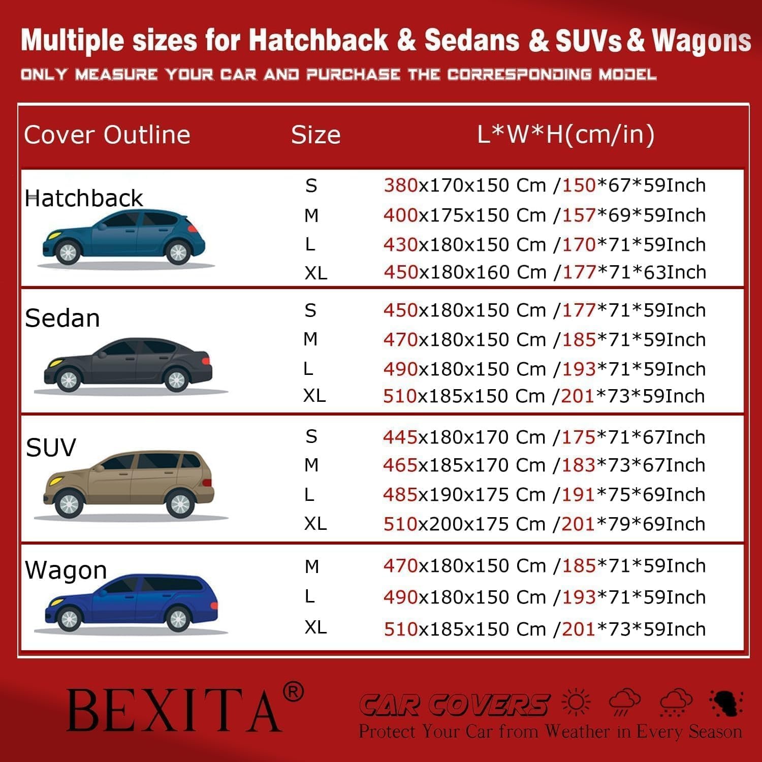 Auto Cover Waterdichte Volledige Auto Cover voor autos All Weather Windproof Snowproof UV-bescherming Outdoor Indoor Car Cover Fit voor Sedan Lengte (tot 470cm)