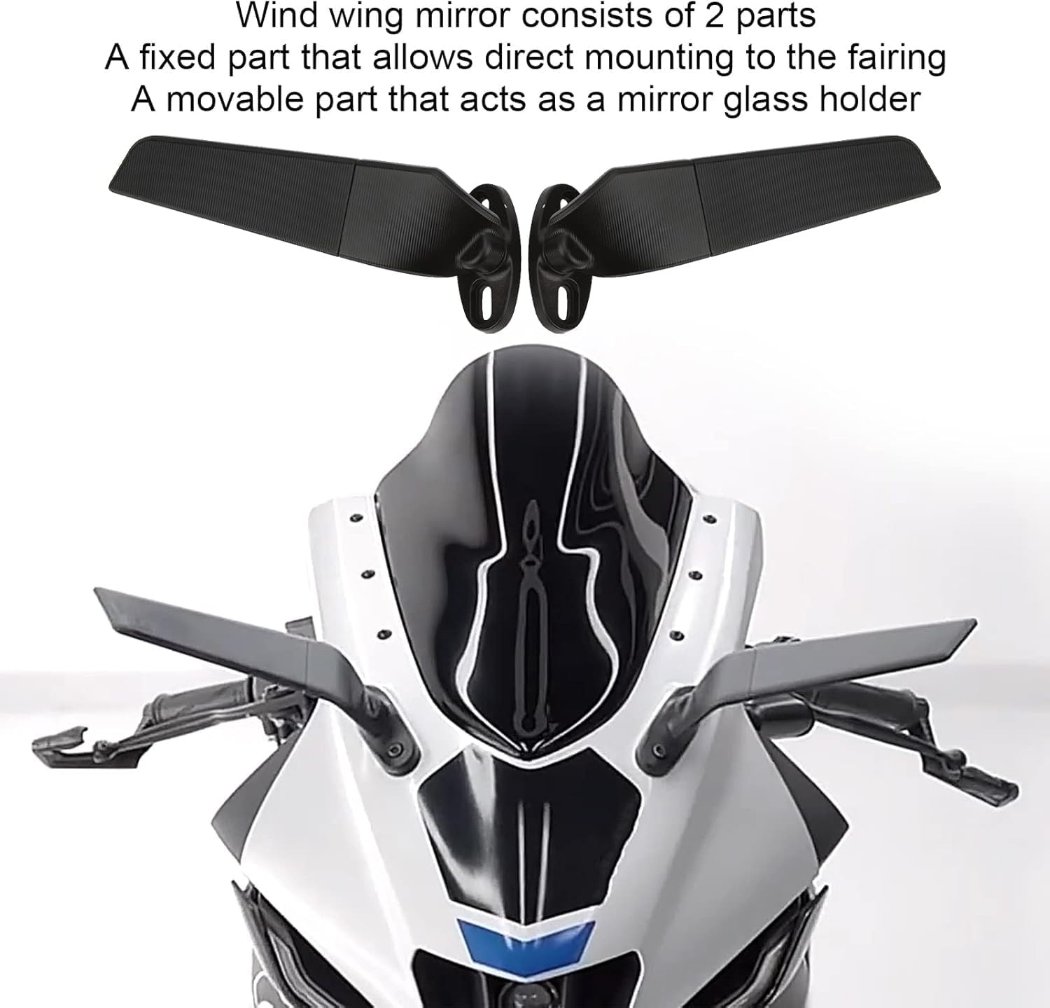Pack of 2 Rear View Mirrors Replacement for Ninja 250 300 400 650 ZX10R ZX6R ZX-636 2019-2022, Adjustable Rotatable Rearview Mirror, Universal ATV Motorcycle Wind Rotating