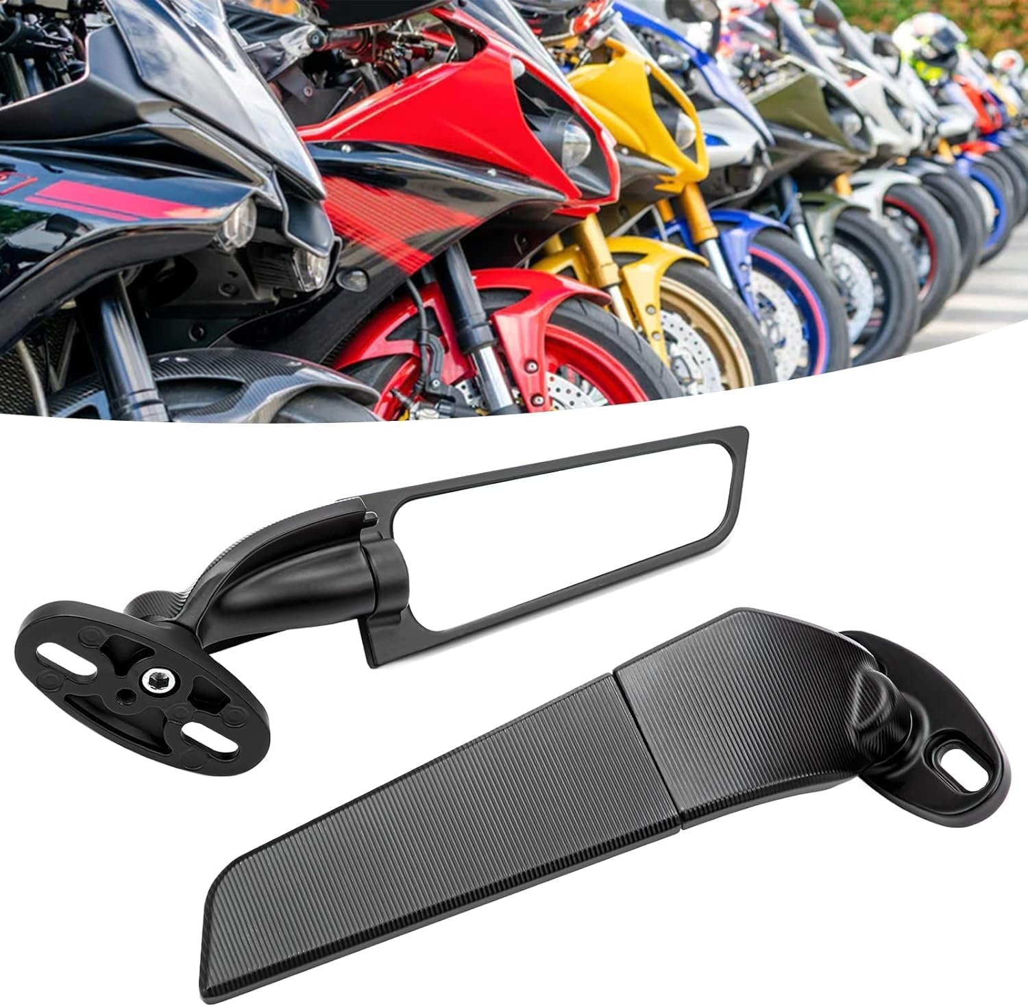 Pack of 2 Rear View Mirrors Replacement for Ninja 250 300 400 650 ZX10R ZX6R ZX-636 2019-2022, Adjustable Rotatable Rearview Mirror, Universal ATV Motorcycle Wind Rotating