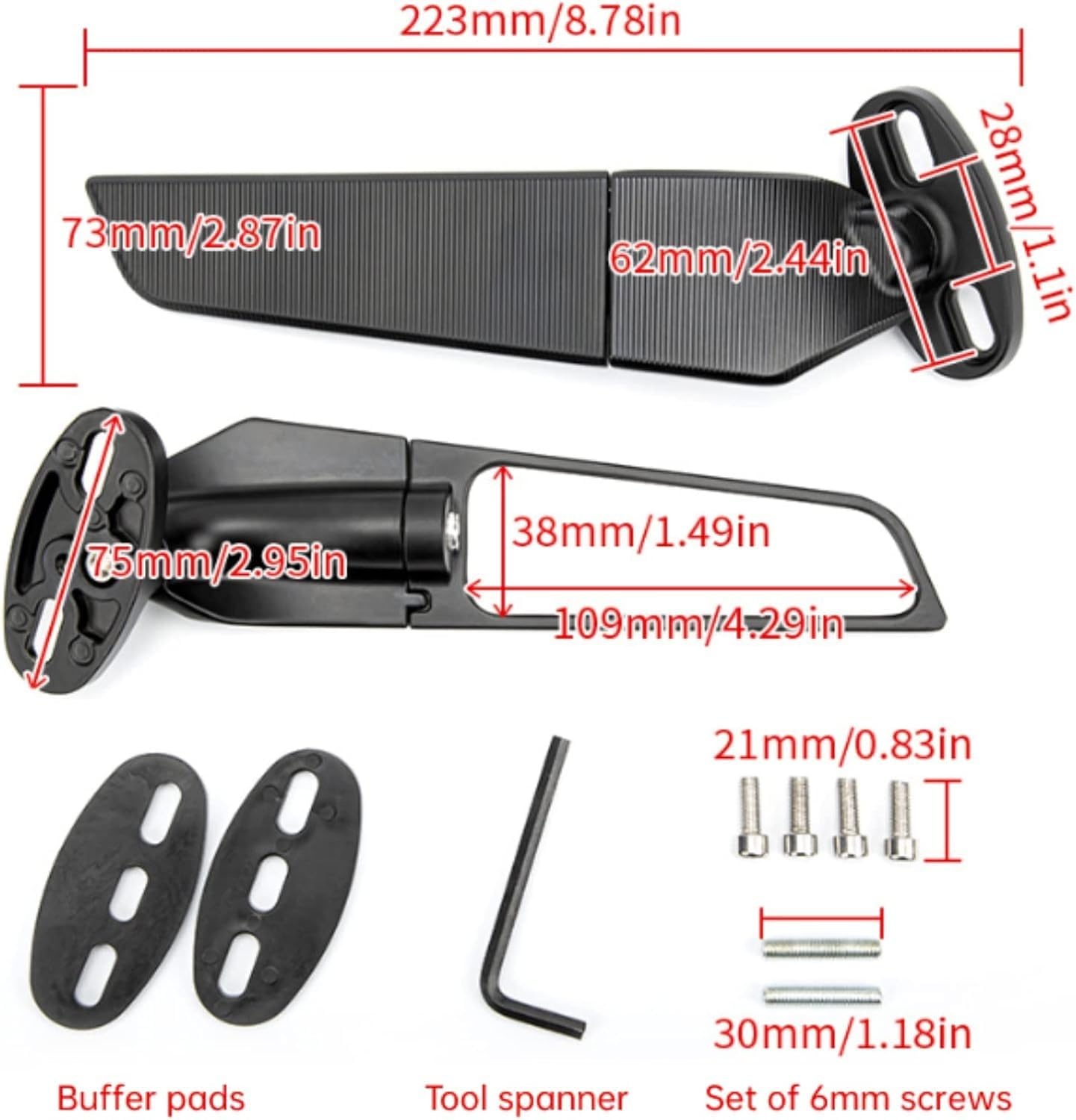 Pack of 2 Rear View Mirrors Replacement for Ninja 250 300 400 650 ZX10R ZX6R ZX-636 2019-2022, Adjustable Rotatable Rearview Mirror, Universal ATV Motorcycle Wind Rotating